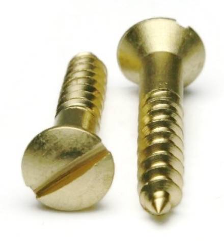 No.8 x 2" Round Head Slotted Brass Wood Screw