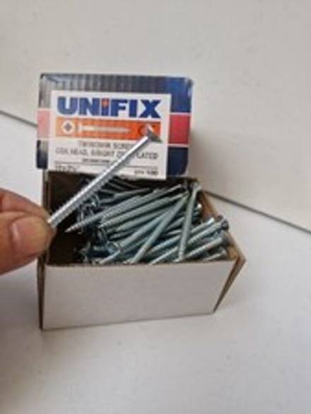 Unifix Twinqwik 10mm x 1in Countersunk Twinthread BZP Woodscrew Pack of 200