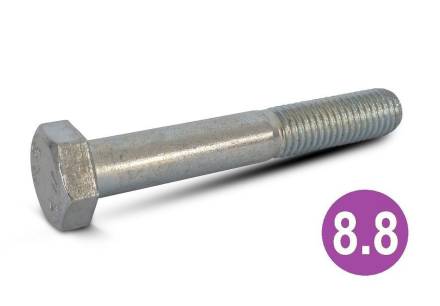 Grade 8.8 High Tensile Hexagon Bolt DIN 931 Bright Zinc Plated M12 x 200mm