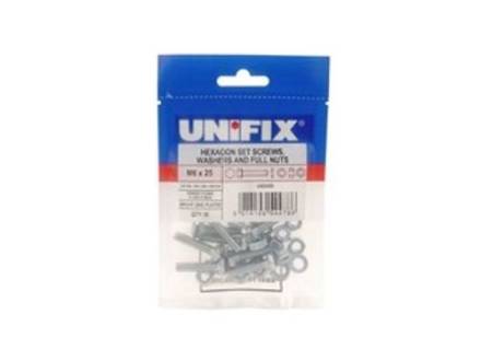 M8 x 25mm High Tensile Set Screws and Nuts BZP Pack of 55
