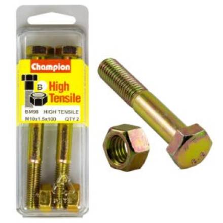 M10 x 30mm High Tensile Set Screw and Nut (Pack of 32)
