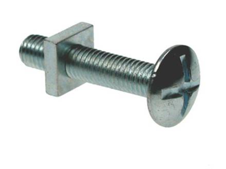 Owlett-Jaton Mushroom Head Roofing Bolt and Nut BZP M6 x 40mm (Bag of 110)