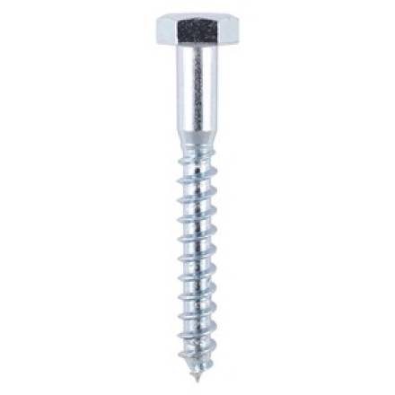 M12 x 150mm Bright Zinc Plated Hexagon Head Coach Screw DIN 571