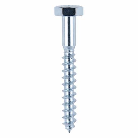 M12 x 150mm Bright Zinc Plated Hexagon Head Coach Screw DIN 571