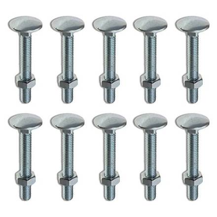 Owlett-Jaton M10 x 120mm Bright Zinc Plated Cup Square Hex Bolt and Nut Pack of 20