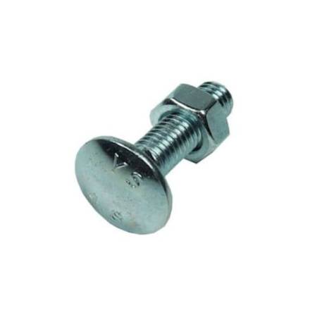 M10 x 200mm Bright Zinc Plated Cup Square Hex Coach Bolt and Nut