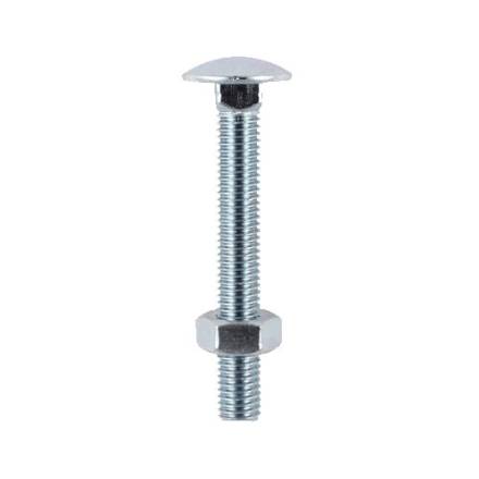 M12 x 50mm Bright Zinc Plated Cup Square Hex Coach Bolt with Nut