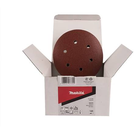 Makita P-37502 Abrasive Discs 150mm 6-Hole 100 Grit Hook and Loop Pack of 10