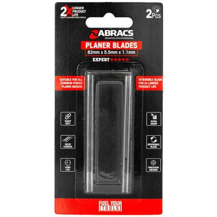 Abracs 82mm Solid Carbide Reversible Planer Blades - Pack of 2