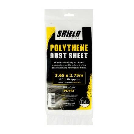 TIMCO Polythene Dust Sheet 3.65m x 2.75m Clear 8 Micron