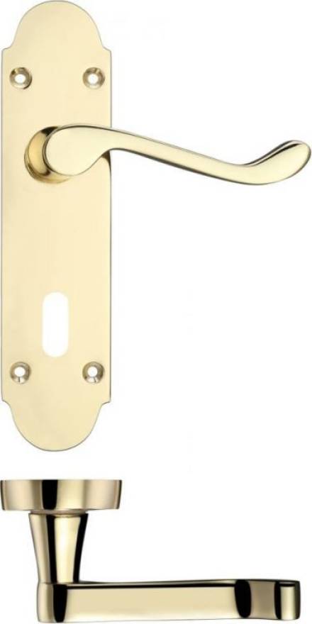 Zoo Hardware Oxford Project Range Lever on Lock Backplate Electro Brass PR011EB