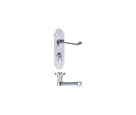 Zoo Hardware Project Oxford Scroll Bathroom Lever on Backplate Polished Chrome - Pair