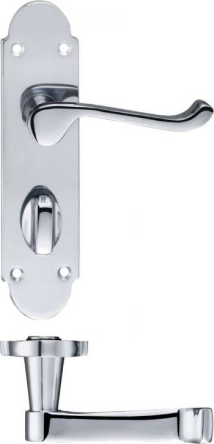 Zoo Hardware Project Oxford Scroll Bathroom Lever on Backplate Polished Chrome - Pair