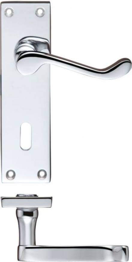 Zoo Hardware Project Victorian Scroll Lever on Lock Backplate Polished Chrome 150mm x 40mm