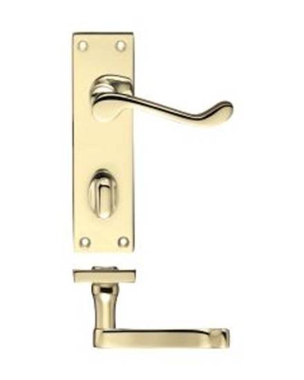 Zoo Hardware Project Victorian Scroll Lever on Bathroom Backplate 150mm x 40mm Electro Brass