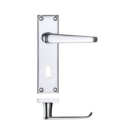Zoo Hardware Project Victorian Flat Lever on Lock Backplate 150 x 40mm Polished Chrome