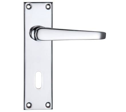 Zoo Hardware Project Victorian Flat Lever on Lock Backplate 150 x 40mm Polished Chrome