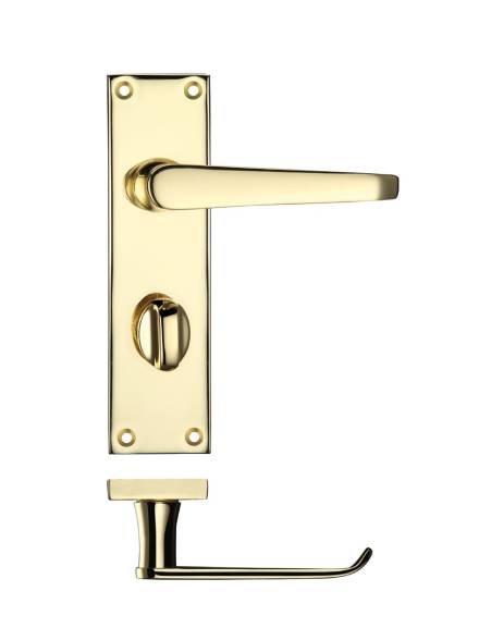 Zoo Hardware Project Victorian Flat Lever on Bathroom Backplate Electro Brass