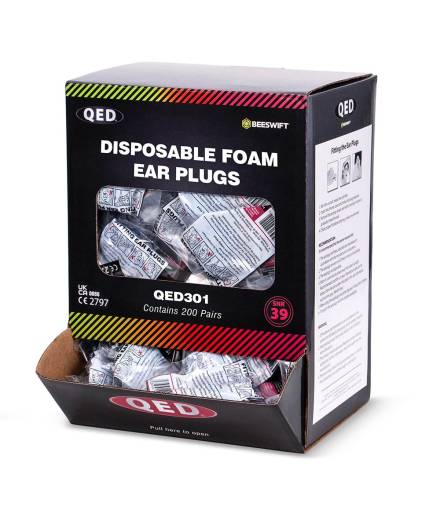 Beeswift QED Disposable Foam Ear Plugs SNR 39dB Blue (Box of 200)