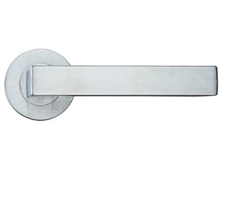 Zoo Hardware Rosso Maniglie Mensa Lever on Round Rose - Satin Chrome