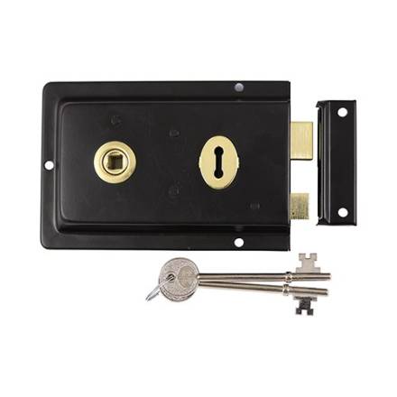 TIMCO Rim Sash Lock Fluted Black 156 x 106mm
