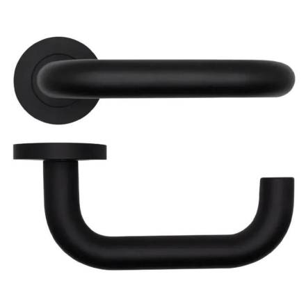 Zoo Hardware Rosso Tecnica Maggiore Lever on Round Rose - Powder Coat Black (RT030PCB)