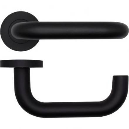 Zoo Hardware Rosso Tecnica Maggiore Lever on Round Rose - Powder Coat Black (RT030PCB)