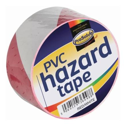 Prosolve PVC Self-Adhesive Hazard Warning Tape Red/White 50mm x 33m