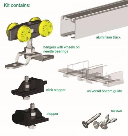 Rothley Herkules 60kg Sliding Door Gear System - 1000mm Door / 2000mm Track