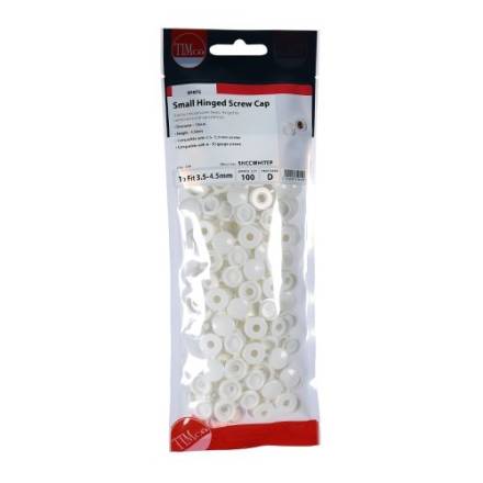 TIMCO Hinged Screw Caps Small White - To Fit Screws 3.0-4.5mm / Gauge 4-9 (Pack of 100)