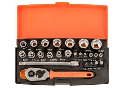Bahco SL25 1/4" Drive Metric Socket and Bit Set 25 Piece