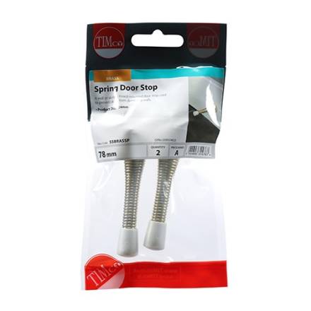 TIMCO Spring Door Stop Electro Brass 78 x 24mm (Pack of 2)