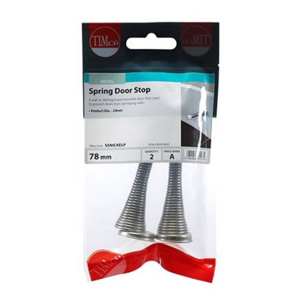 TIMCO Spring Door Stops Nickel 78 x 24mm Pack of 2
