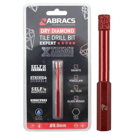 Abracs TDB08 Expert Dry Diamond Tile Drill Bit 8mm