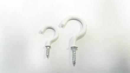 Unifix 38mm White Plastic Coated Round Cup Hook - Pack of 6