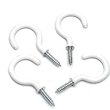 Unifix 38mm White Plastic Coated Round Cup Hook - Pack of 6