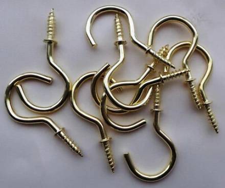 32mm Electro Brassed Cup Hook (Pack of 8)