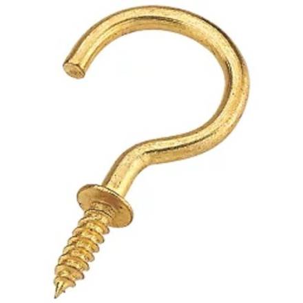 38mm Electro Brass Cup Hook (Pack of 6)