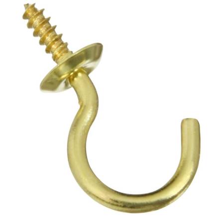 38mm Electro Brass Cup Hook (Pack of 6)