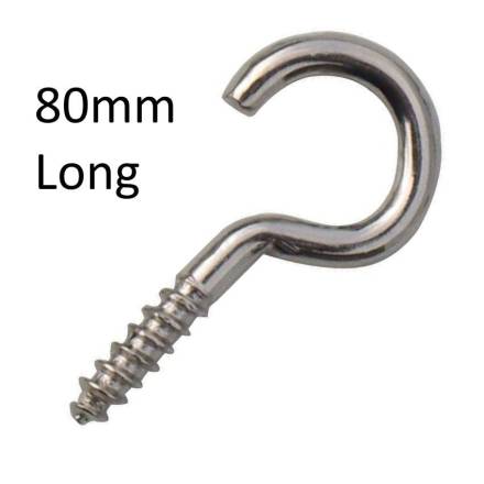 Unifix 80mm Bright Zinc Plated M Hook - Pack of 4