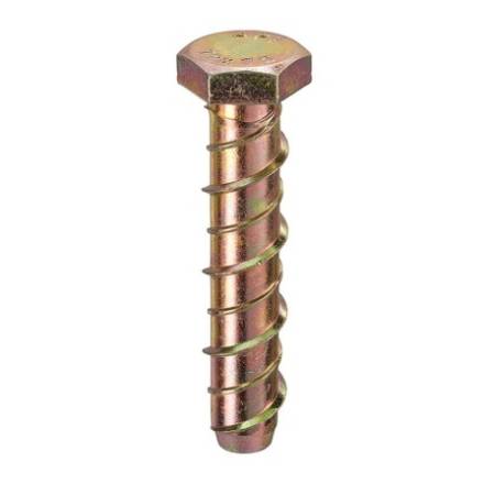 Thunderbolt All-Purpose Anchor Hexagon Head Zinc and Yellow Plated M8 x 75mm