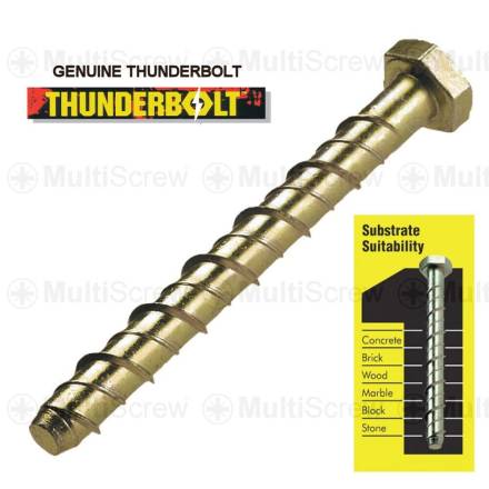Thunderbolt All-Purpose Anchor Hex Head Zinc Yellow Passivated M8 x 100mm