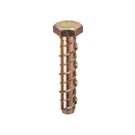 Thunderbolt M12 x 75mm Hexagon Head All-Purpose Anchor - Yellow Zinc Plated