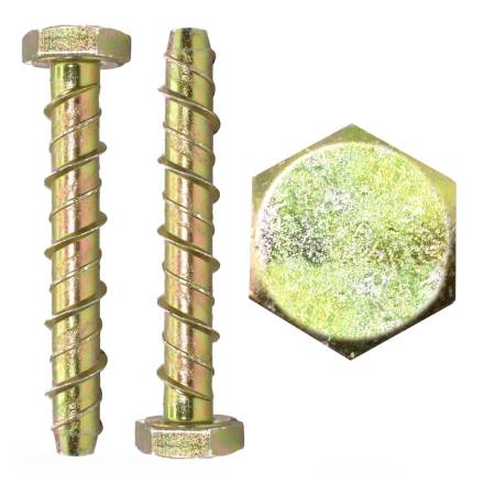 Thunderbolt All-Purpose Anchor Hexagon Head Zinc and Yellow Plated M12 x 150mm