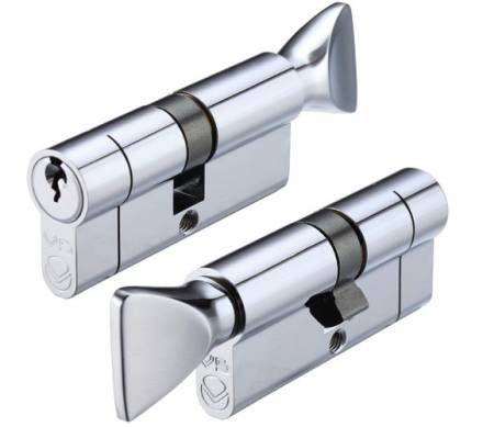 Zoo Hardware Vier V5EP 60mm Euro Profile Cylinder and Turn Polished Chrome Keyed to Differ