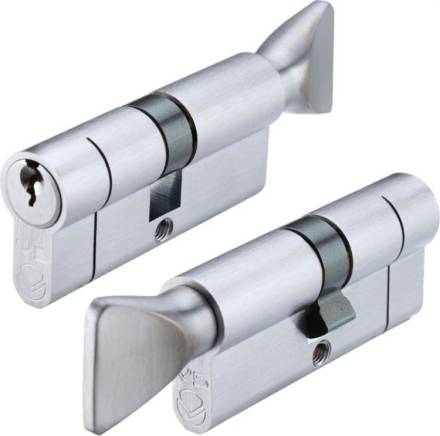 Zoo Hardware Vier V5 Euro Profile Cylinder and Turn 70mm Satin Chrome