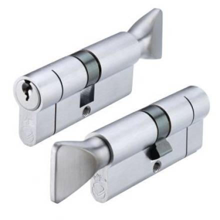 Zoo Hardware Vier V5 Euro Profile Cylinder and Turn 70mm Satin Chrome