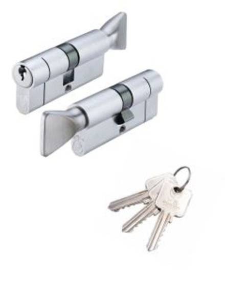 Zoo Hardware Vier V5EP Euro Cylinder and Turn 80mm Satin Chrome Keyed to Differ