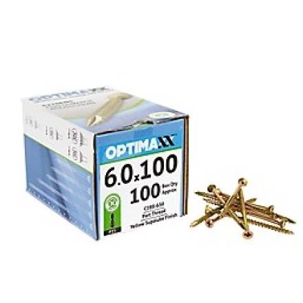 6 x 100mm Countersunk Zinc Yellow Passivated Wood Screw