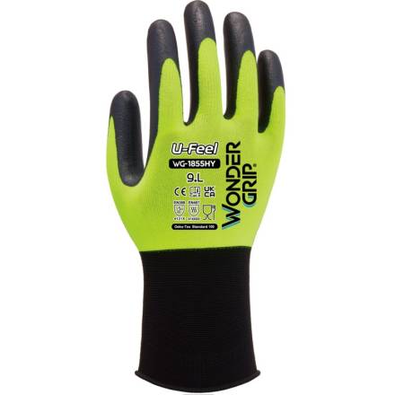 WonderGrip WG-1855HY U-Feel Single Nitrile Glove Hi-Viz Yellow Size L/9